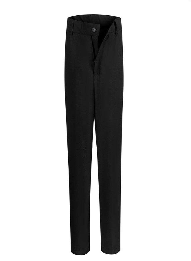 Lycody Boys Suit Pants for Boys Flat Front Dress Pants for Wedding Kids School Uniforms Pants Black Size 6 - Image 3